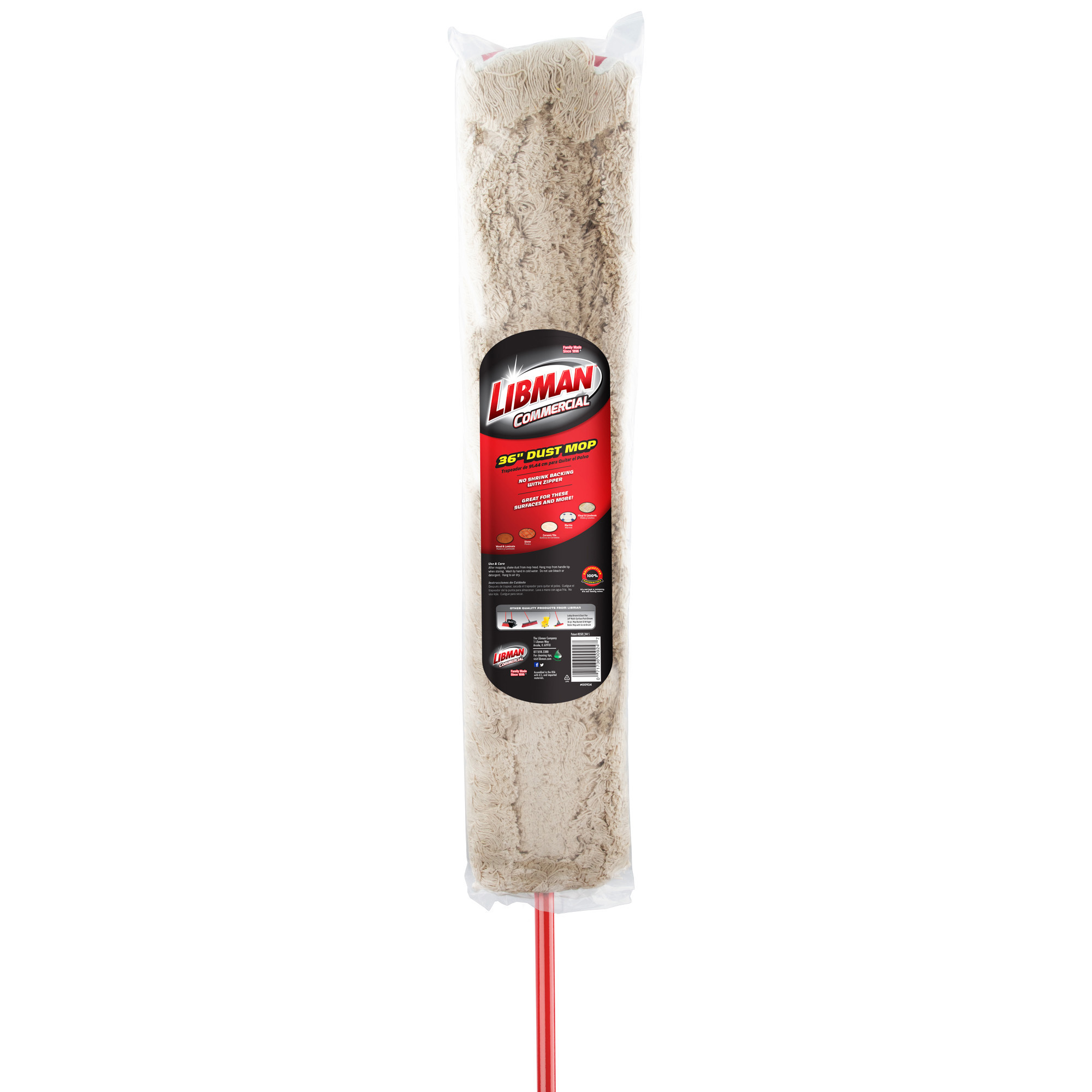 Libman 36in. Mop, 6-Pack Case, 63in. steel handle, Model# 924